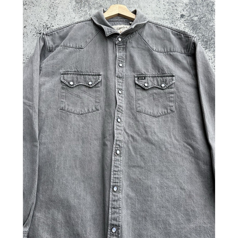 Howler Brothers Dust Up Denim Jovi Gray Pearl Snap Button Western Size XL - Picture 2 of 5